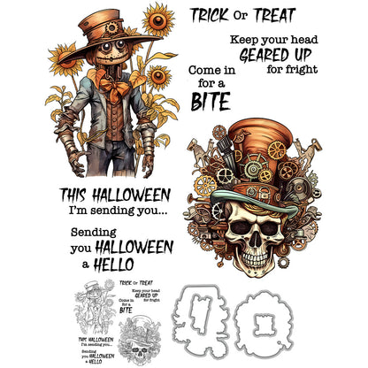 Halloween Mechanical Skull Dies & Stamps Set