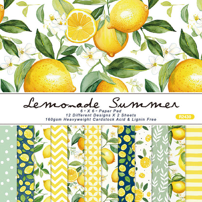 24PCS 6" Lemonade Summer Scrapbook Paper & Cardstock