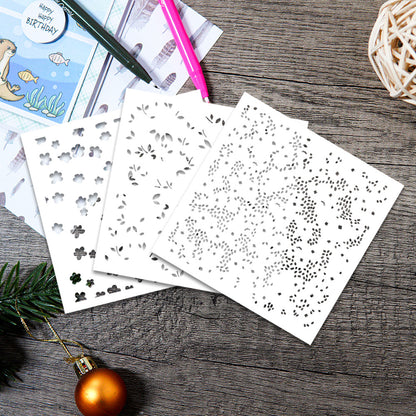 3 PCS Flower Pattern DIY Painting Hollow Stencil