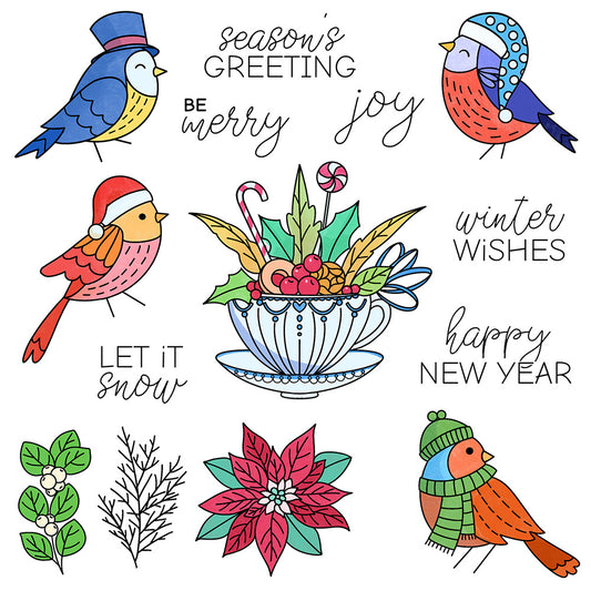 Cute Hat Birds Dies & Stamps Set