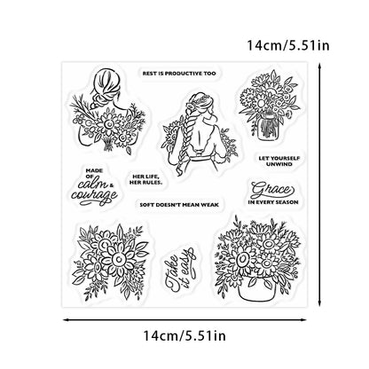 Sunflower Woman Clear Stamps