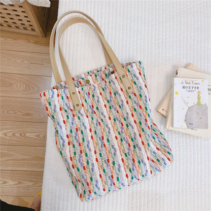 Colorful Wool Woven Shoulder Tote Bag