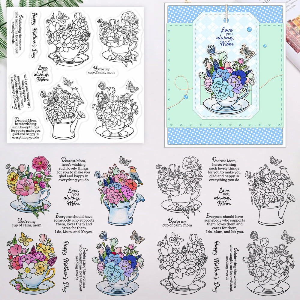 Teacup Flower Cluster Clear Stamps