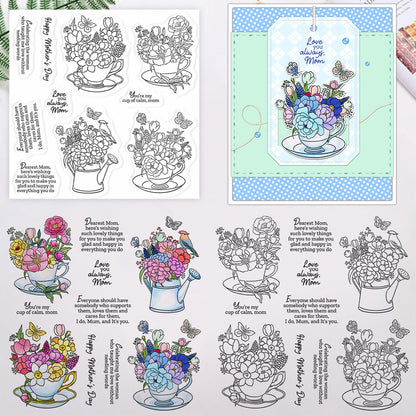 Teacup Flower Cluster Clear Stamps