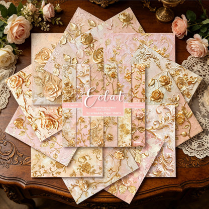 24PCS 6" Gold Floral Scrapbook Paper & Cardstock