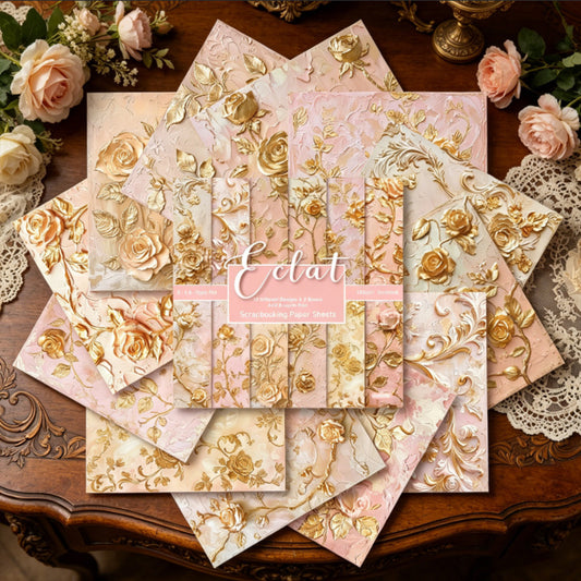 24PCS 6" Gold Floral Scrapbook Paper & Cardstock