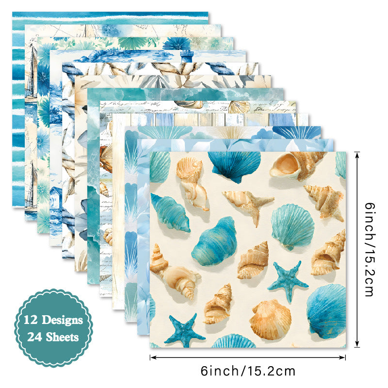 24PCS 6" Beach Scrapbook Paper & Cardstock