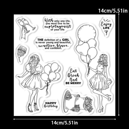 Birthday Balloon Girl Dies & Stamps Set