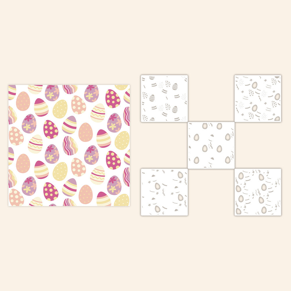 5 PCS Easter Eggs Pattern DIY Painting Hollow Stencil