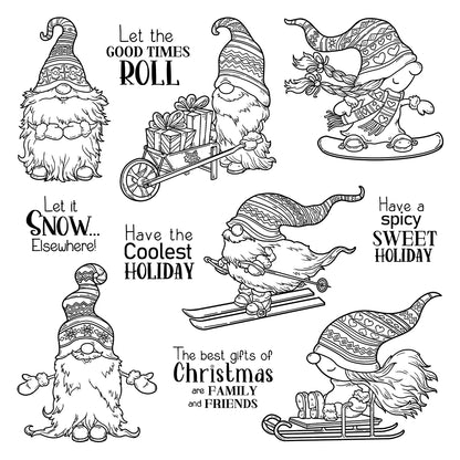 Cute Christmas Skiing Gnome Dies & Stamps Set