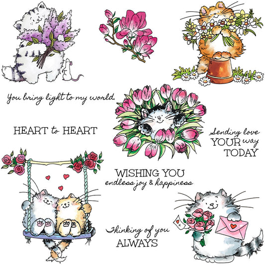 Flowers Cats Clear Stamps