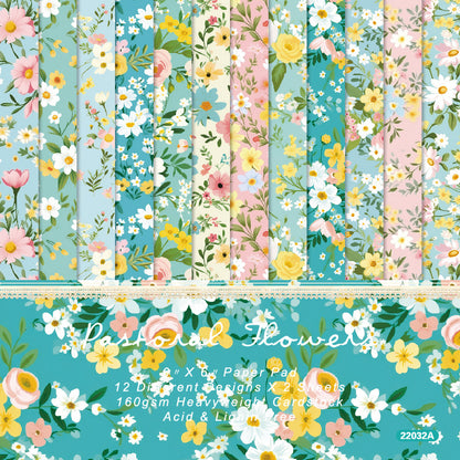 24PCS 6" Pastoral Flowers Scrapbook Paper & Cardstock