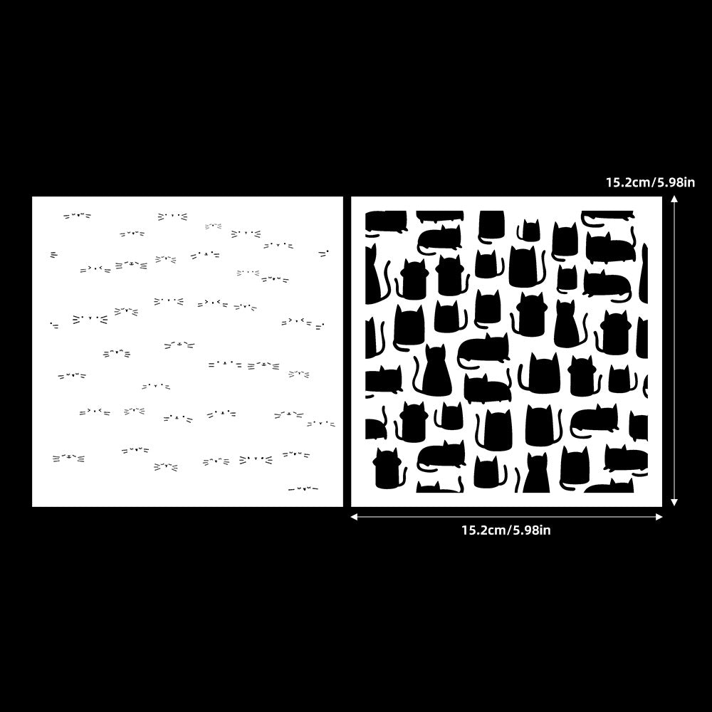 2 PCS Cute Cat Pattern DIY Painting Hollow Stencil