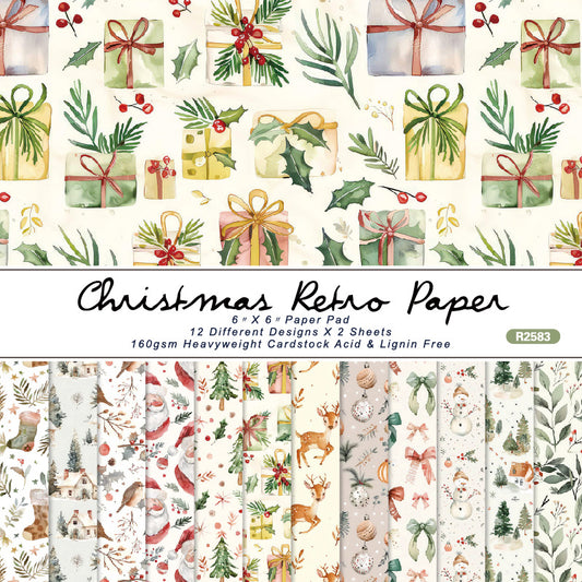 24PCS 6" Christmas Scrapbook Paper & Cardstock
