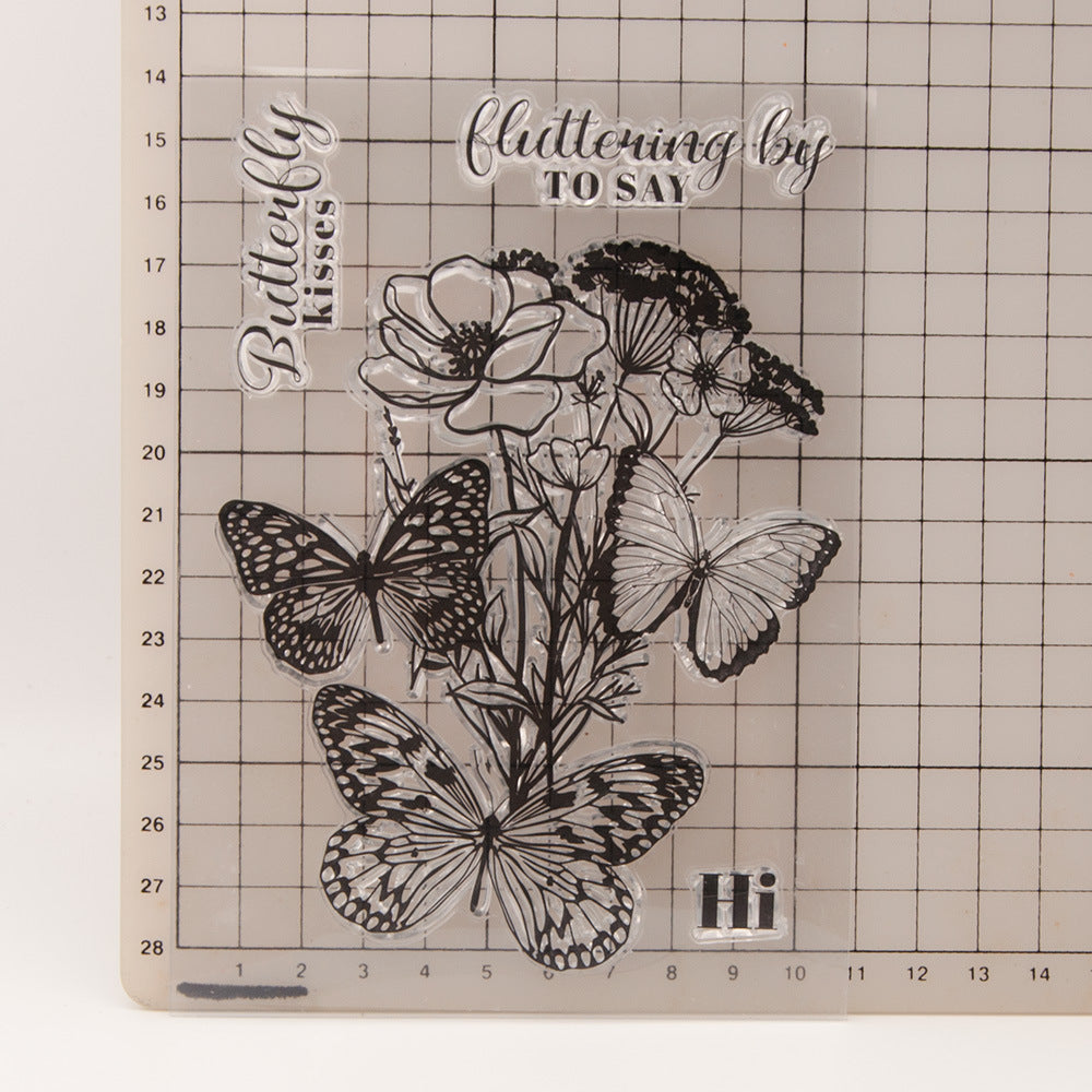 Butterflies and Flowers DIY Scrapbook Clear Stamps
