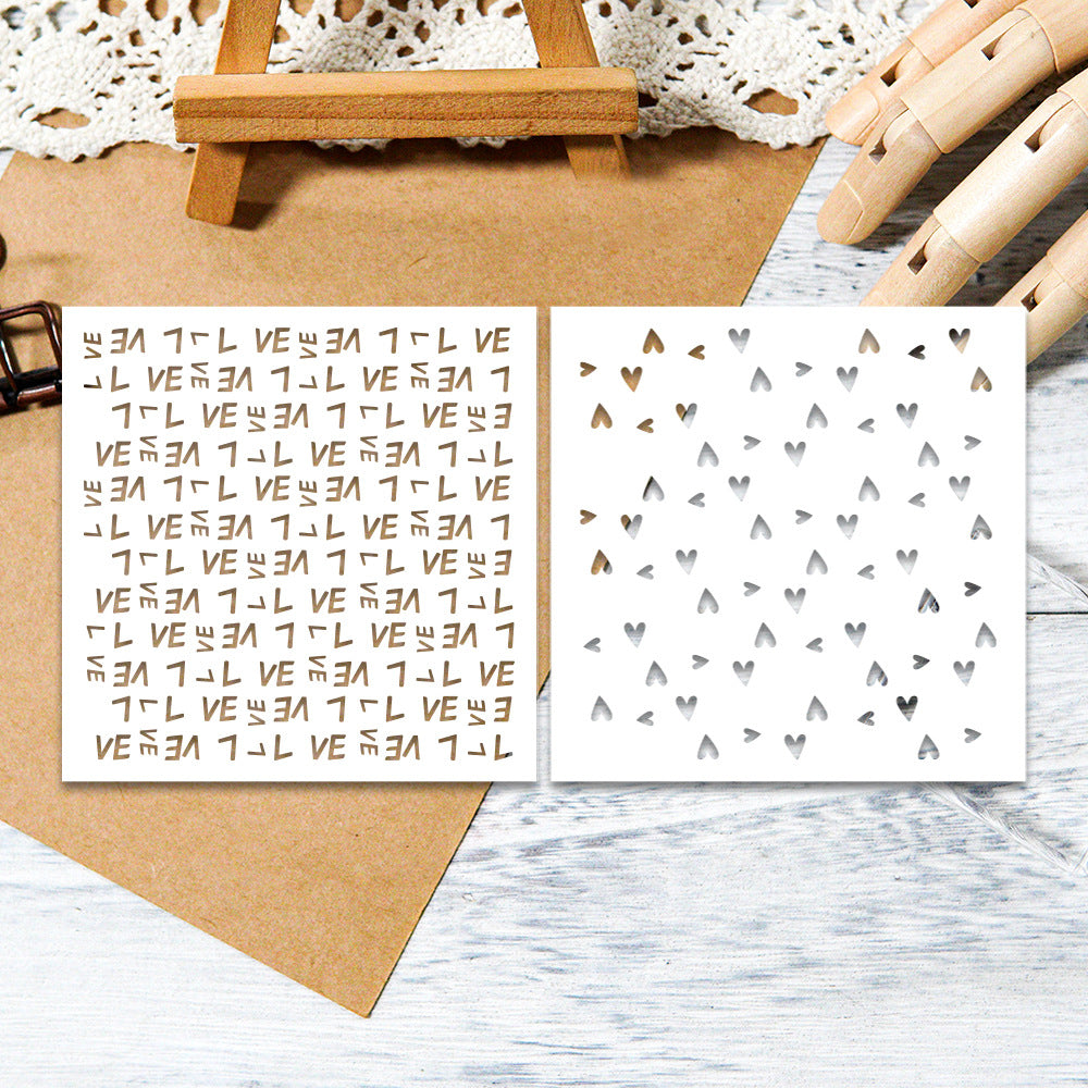 2 PCS Love Pattern DIY Painting Hollow Stencil