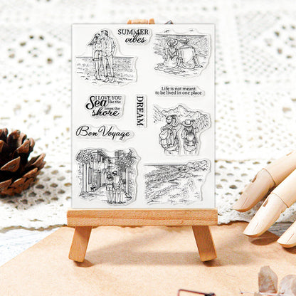 Summer Travel Couple Clear Stamps