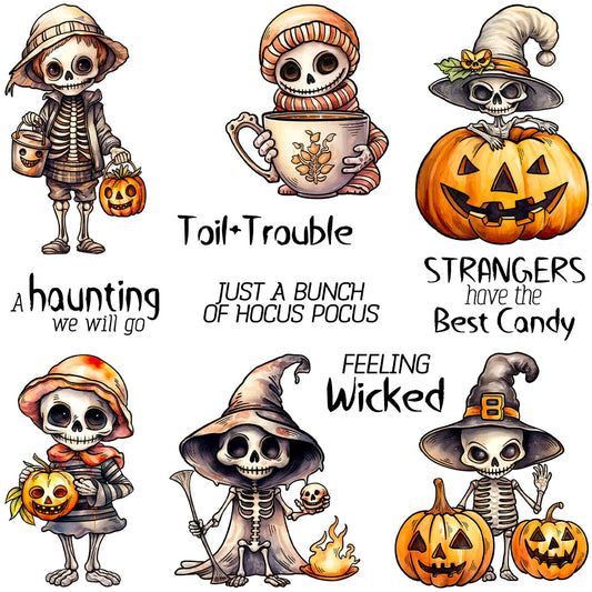Halloween Skull Pumpkin Dies & Stamps Set