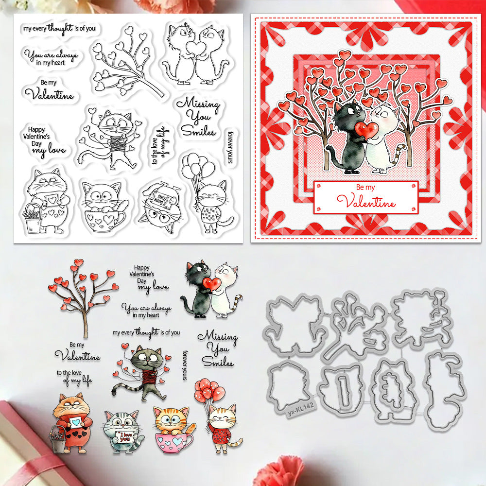 Valentine's Day Cat Dies & Stamps Set