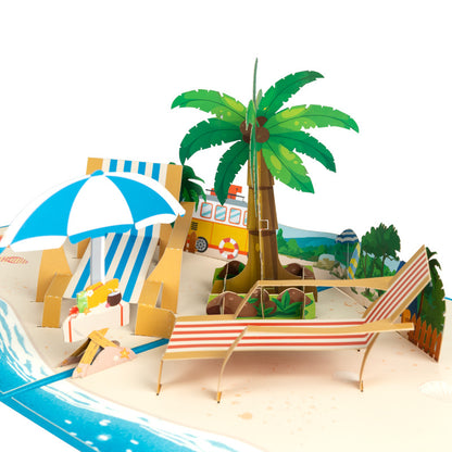 3D Creative Beach Vacation Pop-Up Greeting Card