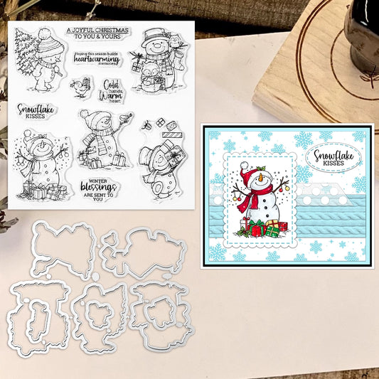 Winter Snowman Christmas Gift Dies & Stamps Set