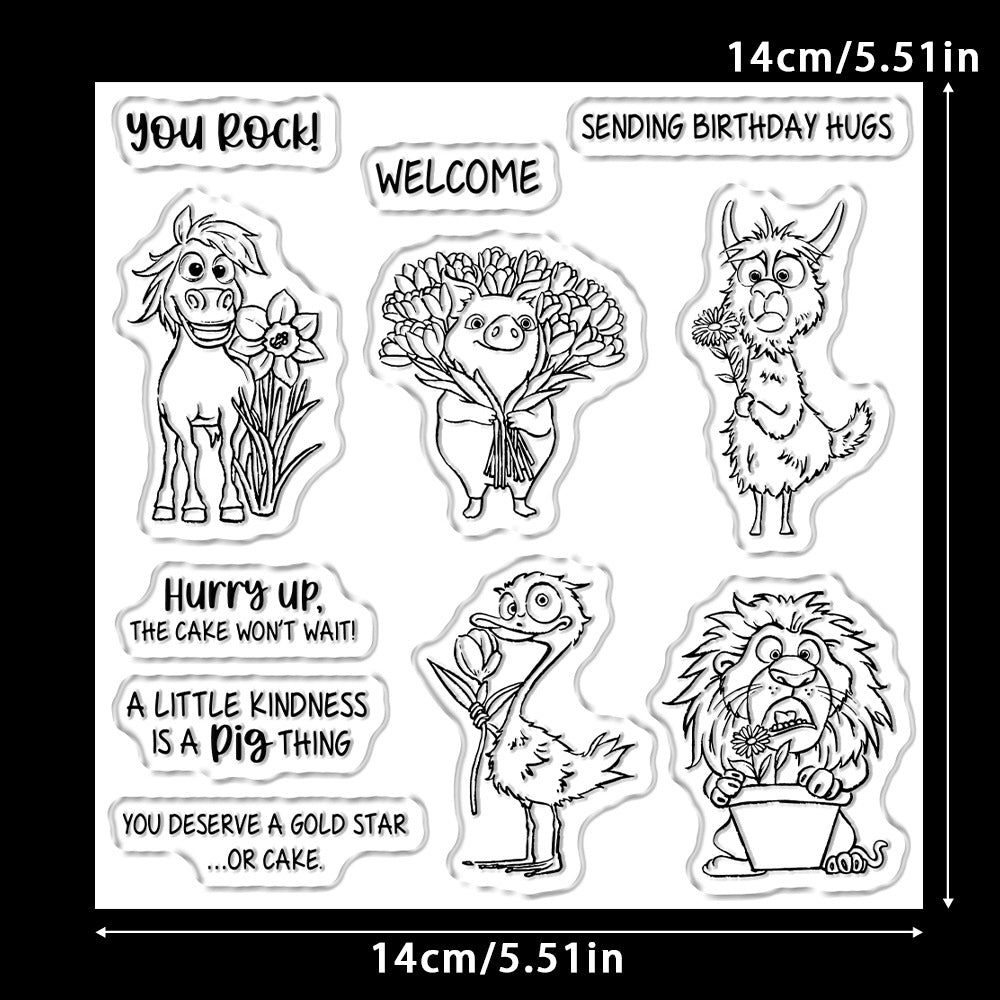 Cute Animals and Flowers Clear Stamps