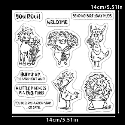 Cute Animals and Flowers Clear Stamps