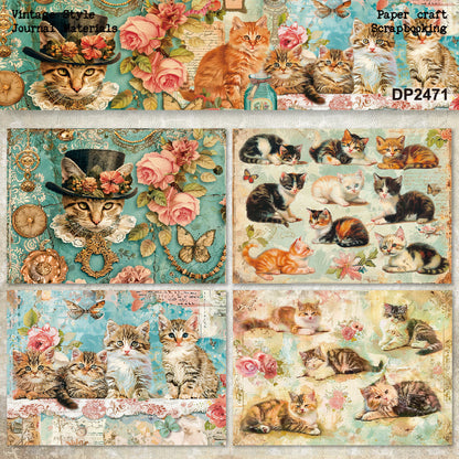 A5 Chic Cats Rose Journal Scrapbook Paper