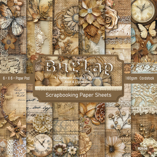 24PCS 6" Burlap Scrapbook Paper & Cardstock