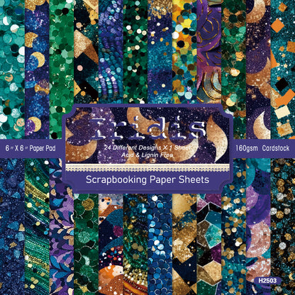 24PCS 6" Iridis Scrapbook Paper & Cardstock
