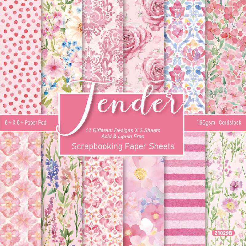 24PCS 6" Floral Scrapbook Paper & Cardstock