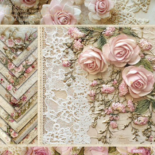 24PCS 6" Lace Flower Scrapbook Paper & Cardstock