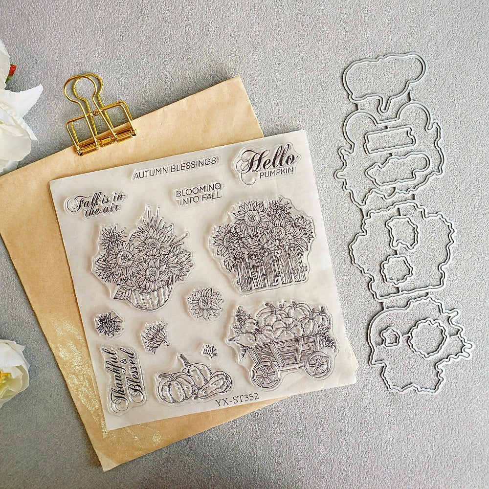 Sunflower Pumpkin Dies & Stamps Set