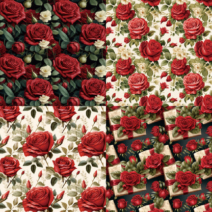 24PCS 6" Romantic Roses Scrapbook Paper & Cardstock