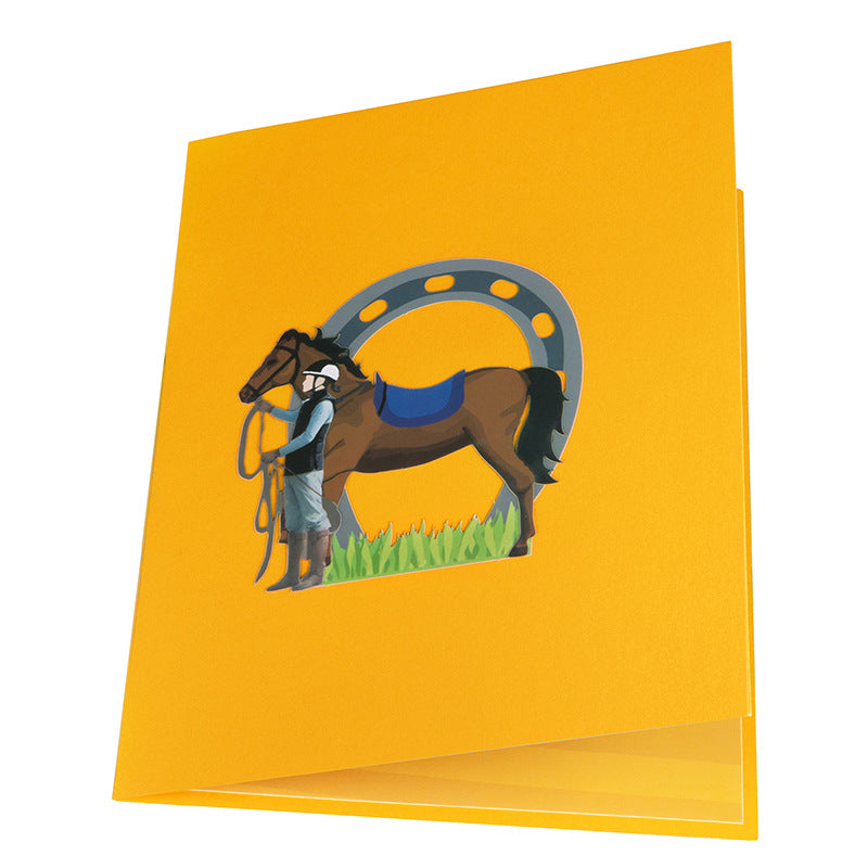 3D Creative Equestrian Competition Pop-Up Card