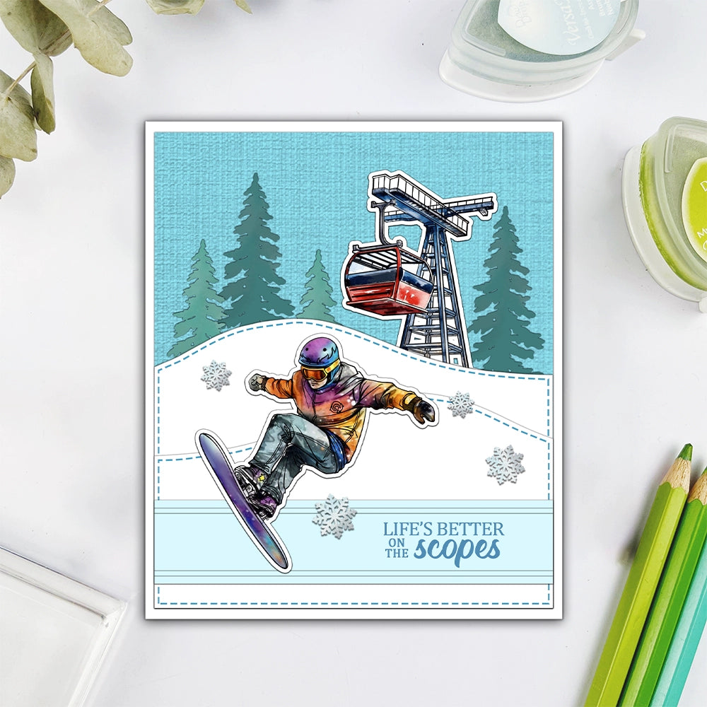 Winter Skiing Boy and Girl Clear Stamps