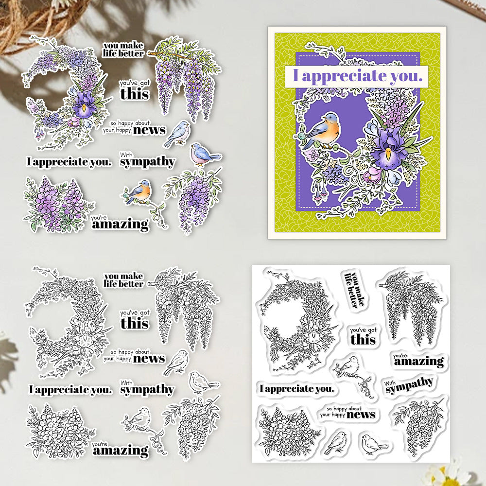 Wisteria Flowers Clear Stamps