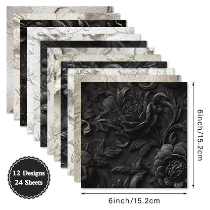 24PCS 6" Ivory Floret Scrapbook Paper & Cardstock