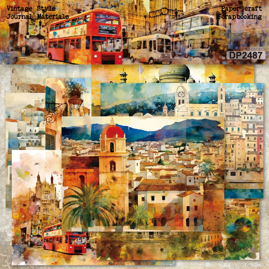 A5 City Scenery Journal Scrapbook Paper