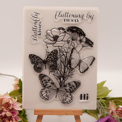 Butterflies and Flowers DIY Scrapbook Clear Stamps