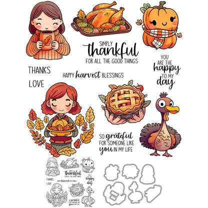 Thanksgiving Theme Dies & Stamps Set