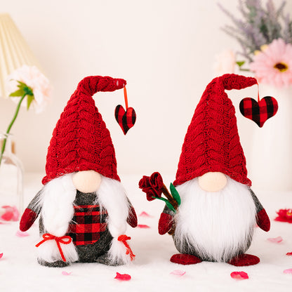 Valentine's Day Red Knit Cap Gnome Doll Ornaments