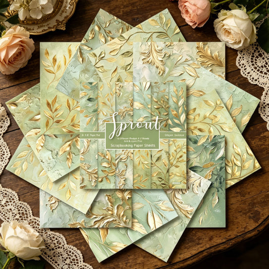 24PCS 6" Gold Leaf Scrapbook Paper & Cardstock