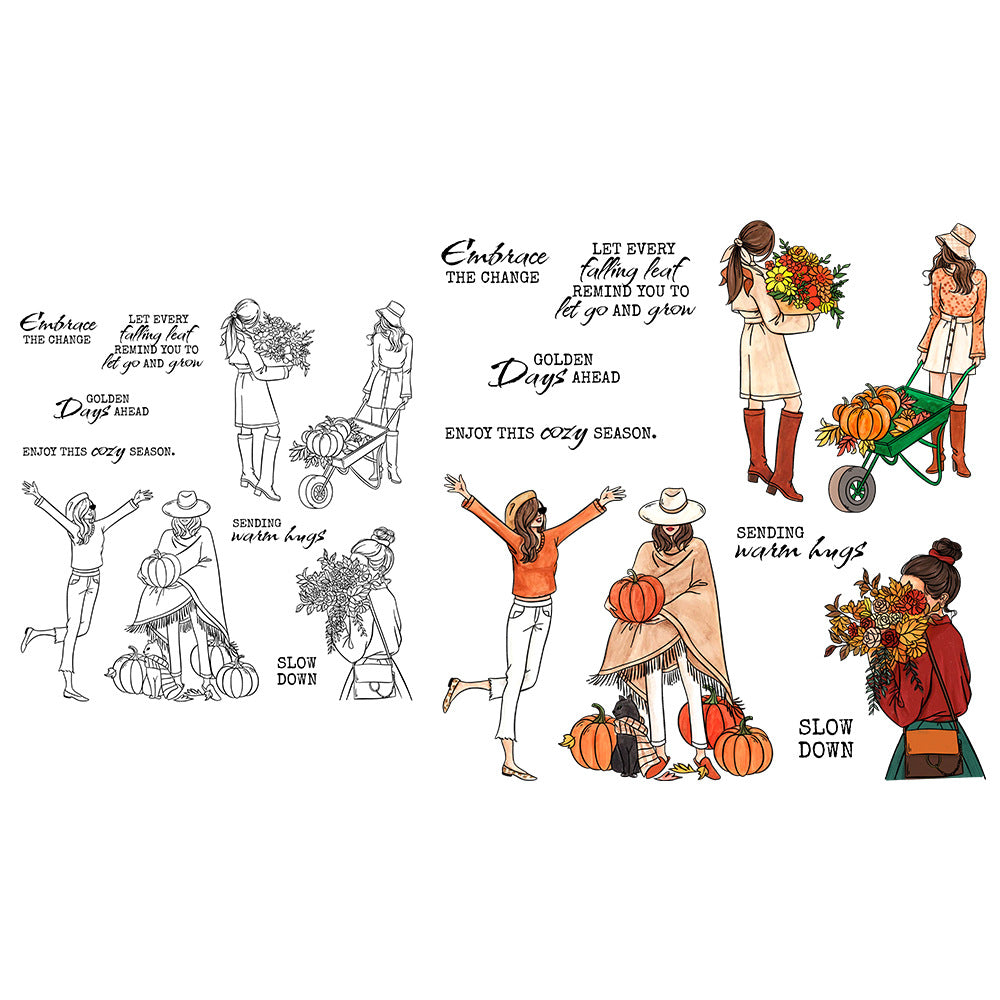 Autumn Girls Clear Stamps