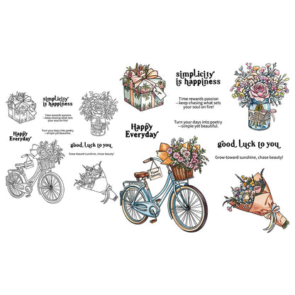 Flower Bicycle Clear Stamps