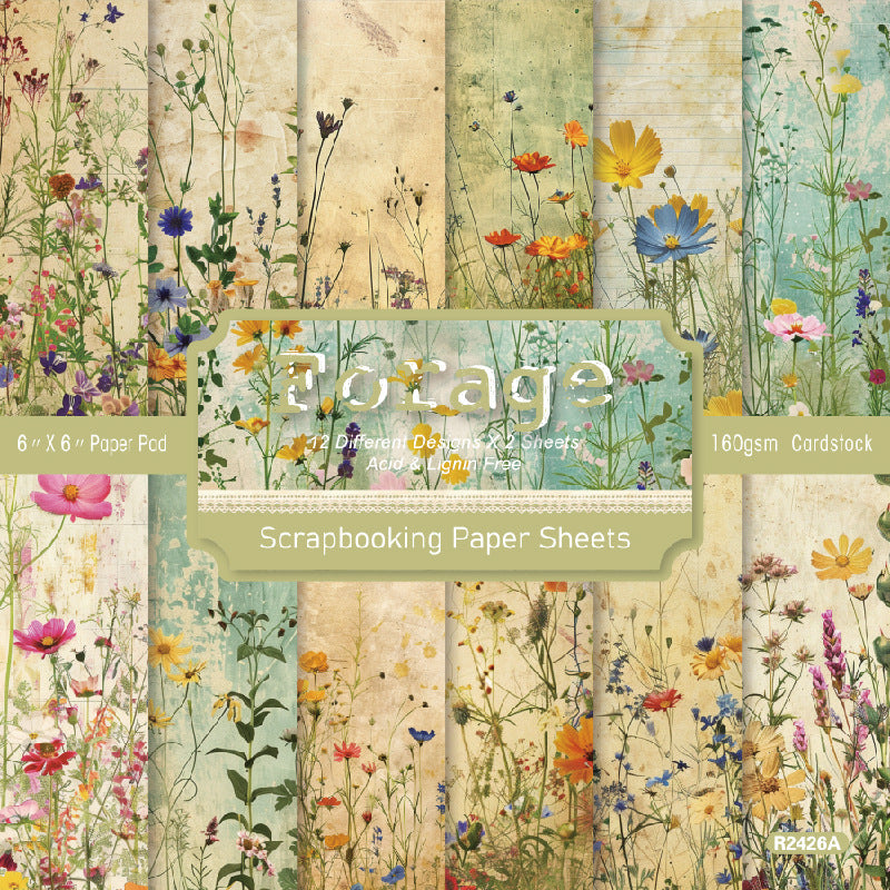 24PCS 6" Forage Scrapbook Paper & Cardstock