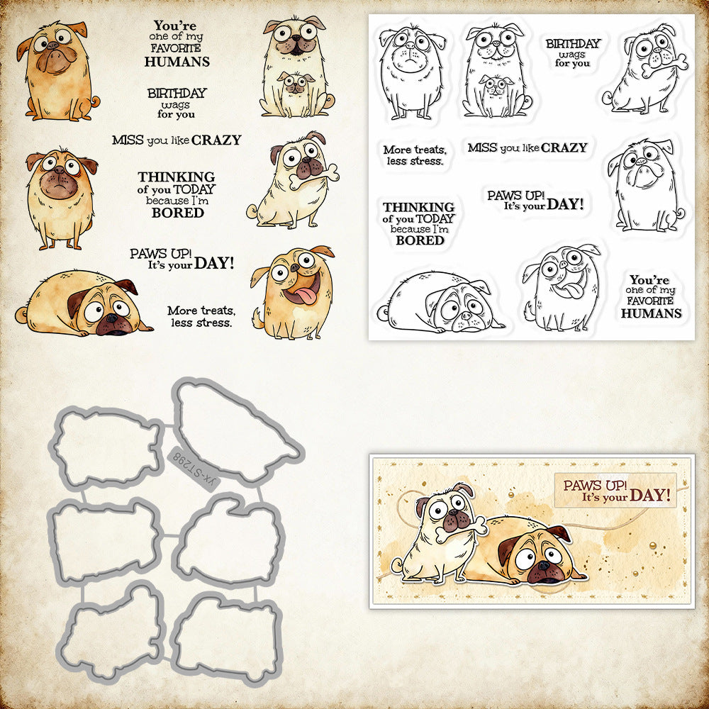 Cute Pug Dies & Stamps Set