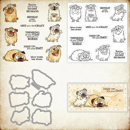 Cute Pug Dies & Stamps Set