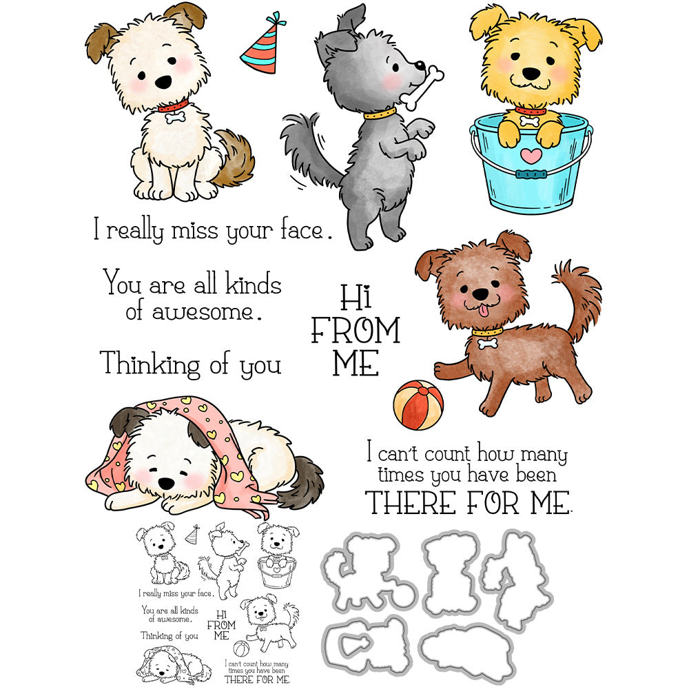 Animal Puppy Dies & Stamps Set