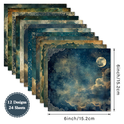 24PCS 6" Moonlit Reverie Scrapbook Paper & Cardstock
